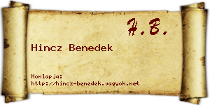 Hincz Benedek névjegykártya